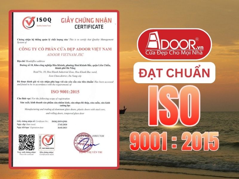 Chứng nhận ISO minh chứng Adoor uy tín phục vụ Sầm Sơn