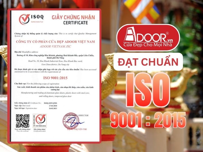 Chứng nhận ISO minh chứng Adoor uy tín phục vụ Sóc Trăng