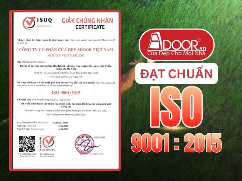 Chứng nhận ISO minh chứng Adoor uy tín phục vụ Tam Kỳ