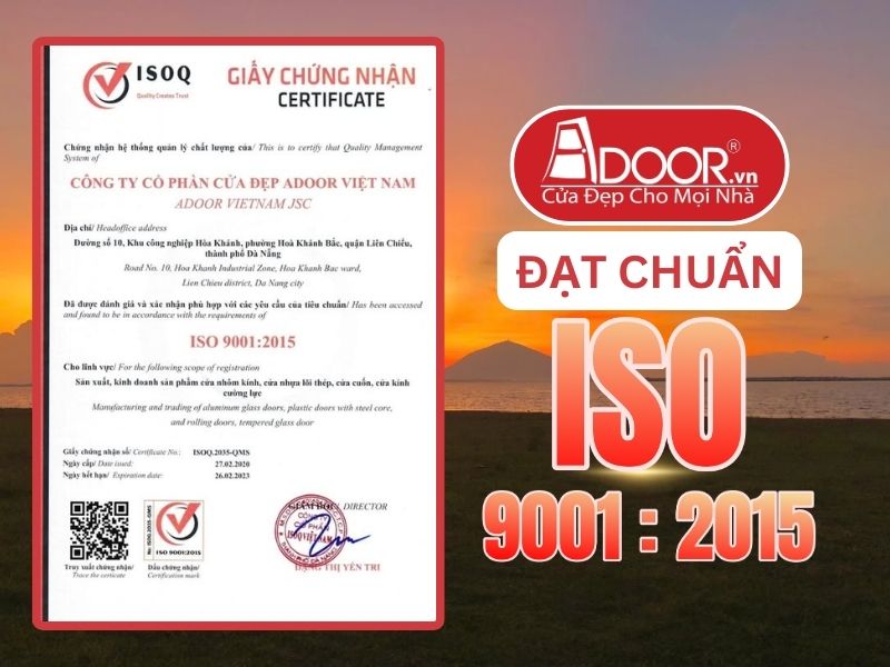 Chứng nhận ISO minh chứng Adoor uy tín phục vụ Tân Uyên