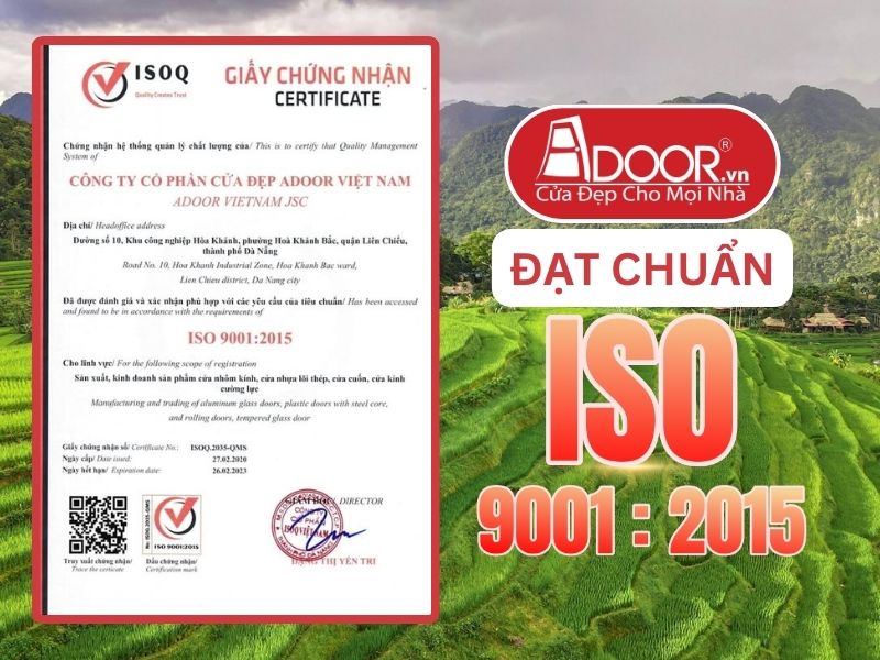 Chứng nhận ISO minh chứng Adoor uy tín phục vụ Thanh Hóa
