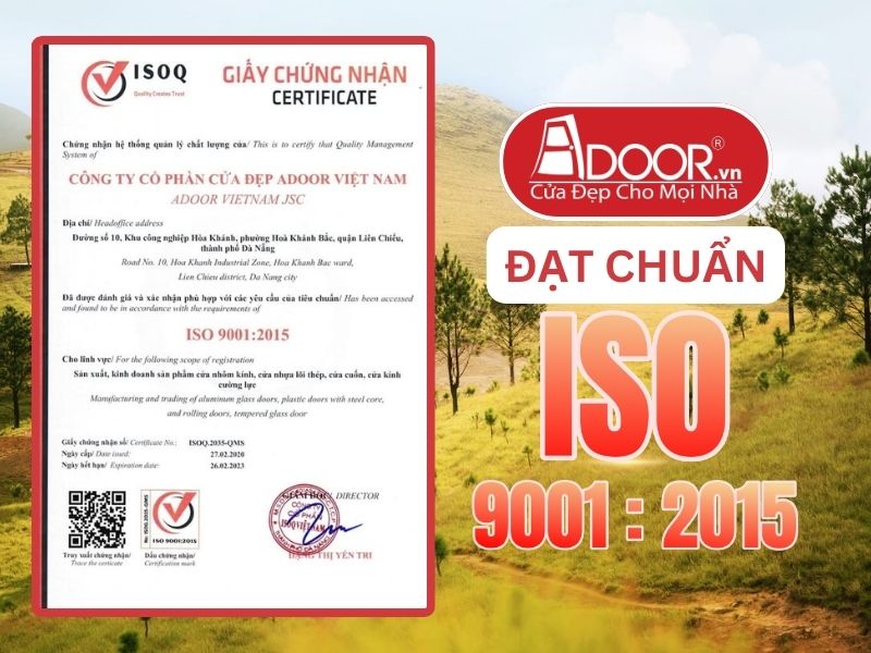 Chứng nhận ISO minh chứng Adoor uy tín phục vụ Uông Bí