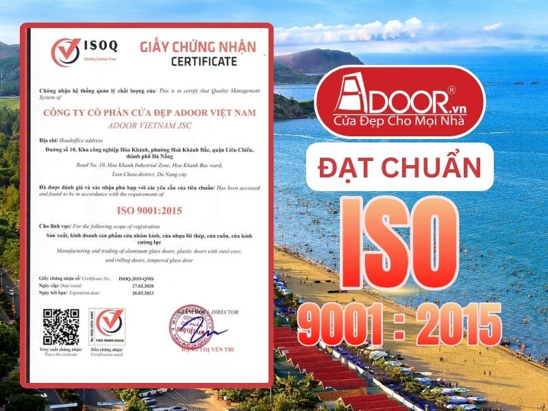 Chứng nhận ISO minh chứng Adoor uy tín phục vụ Vinh