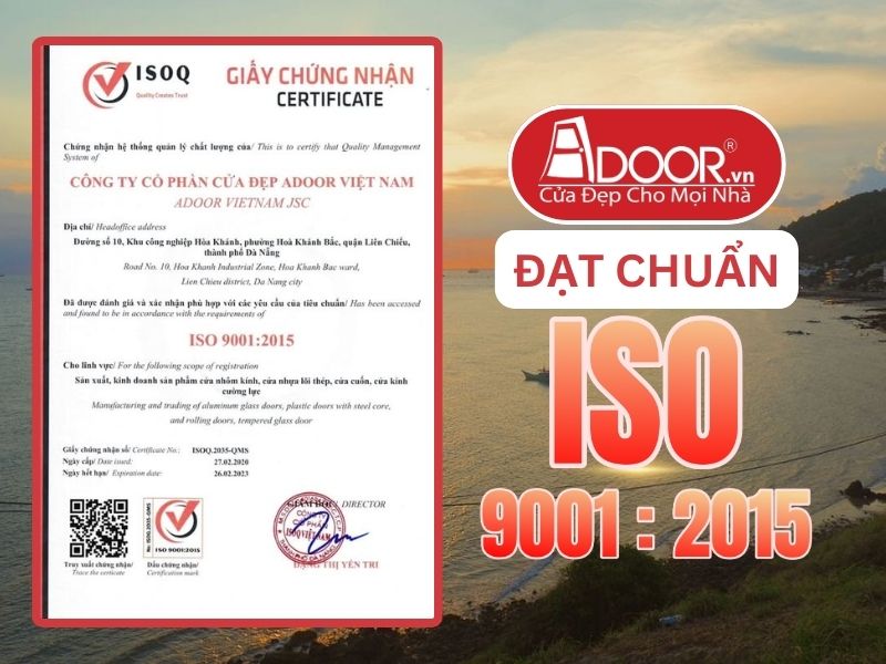 Chứng nhận ISO minh chứng Adoor uy tín phục vụ Vũng Tàu