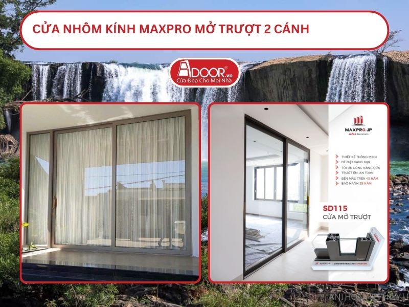 Cửa Nhôm Kính MaxPro Mở Trượt 2 Cánh Adoor Tại Buôn Ma Thuột