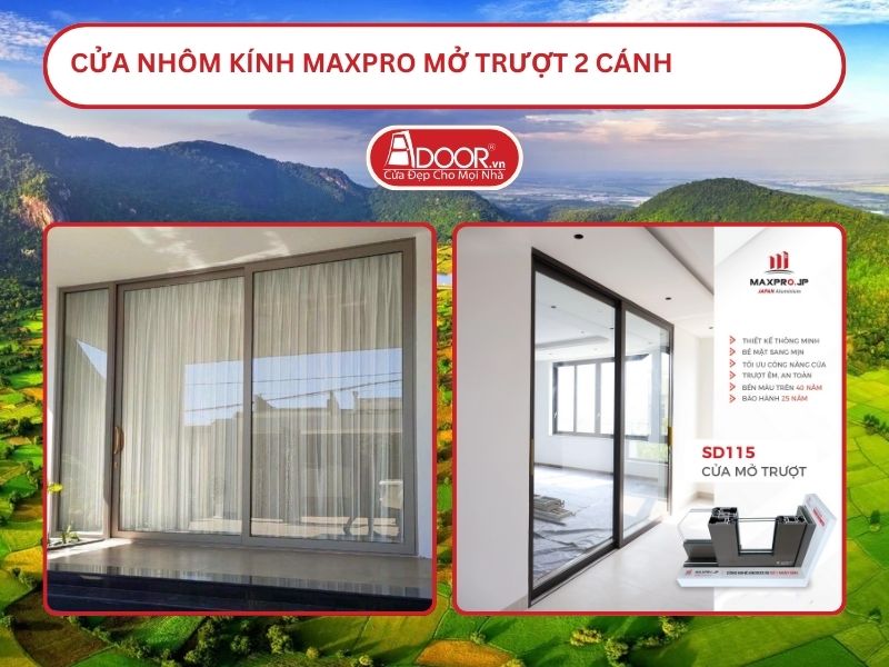 Cửa Nhôm Kính MaxPro Mở Trượt 2 Cánh Adoor Tại Long Xuyên