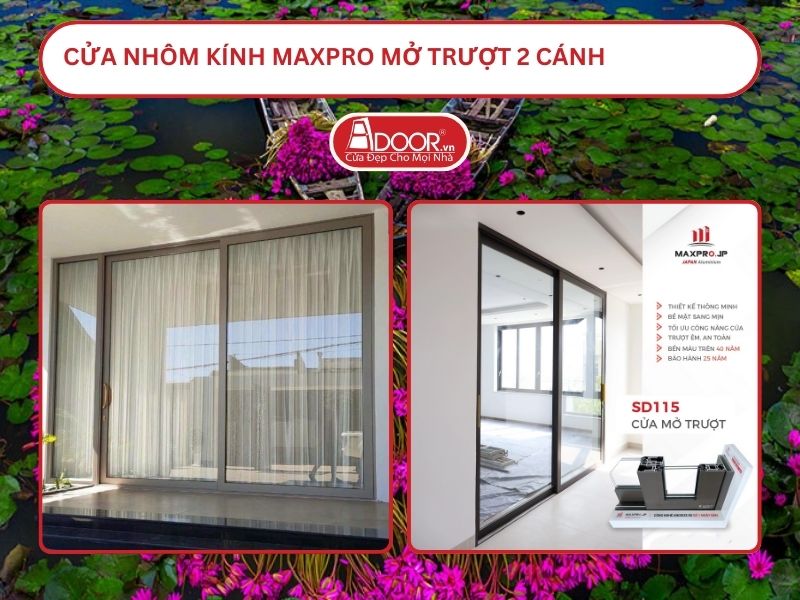 Cửa Nhôm Kính MaxPro Mở Trượt 2 Cánh Adoor Tại Vị Thanh