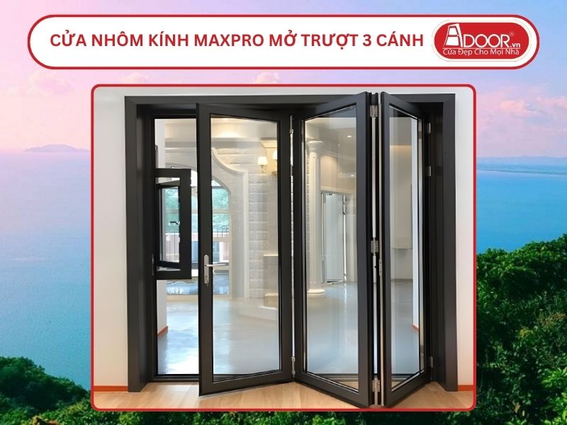 Cửa Nhôm Kính MaxPro Mở Xếp Trượt 3 Cánh Adoor Tại Hà Tiên