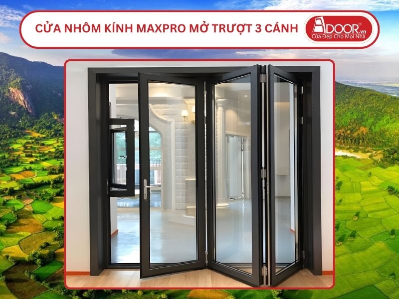 Cửa Nhôm Kính MaxPro Mở Xếp Trượt 3 Cánh Adoor Tại Long Xuyên