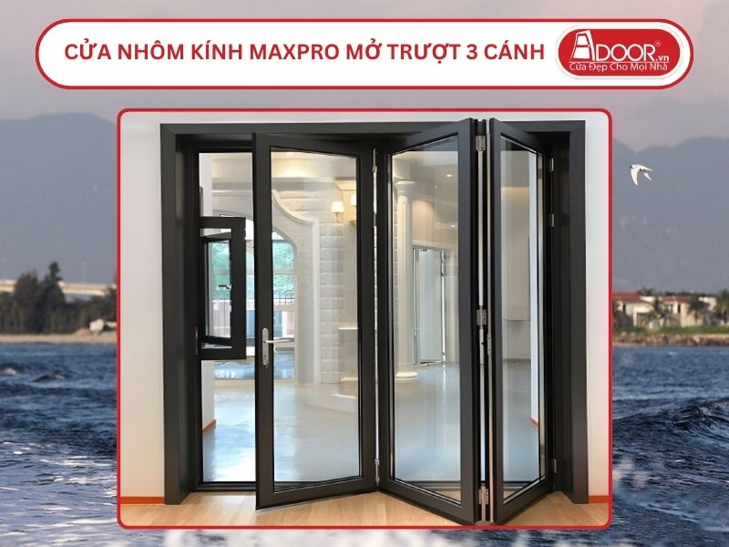 Cửa Nhôm Kính MaxPro Mở Xếp Trượt 3 Cánh Adoor Tại Quảng Nam