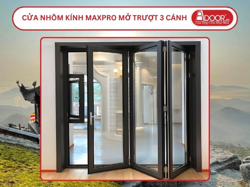 Cửa Nhôm Kính MaxPro Mở Xếp Trượt 3 Cánh Adoor Tại Quảng Ninh