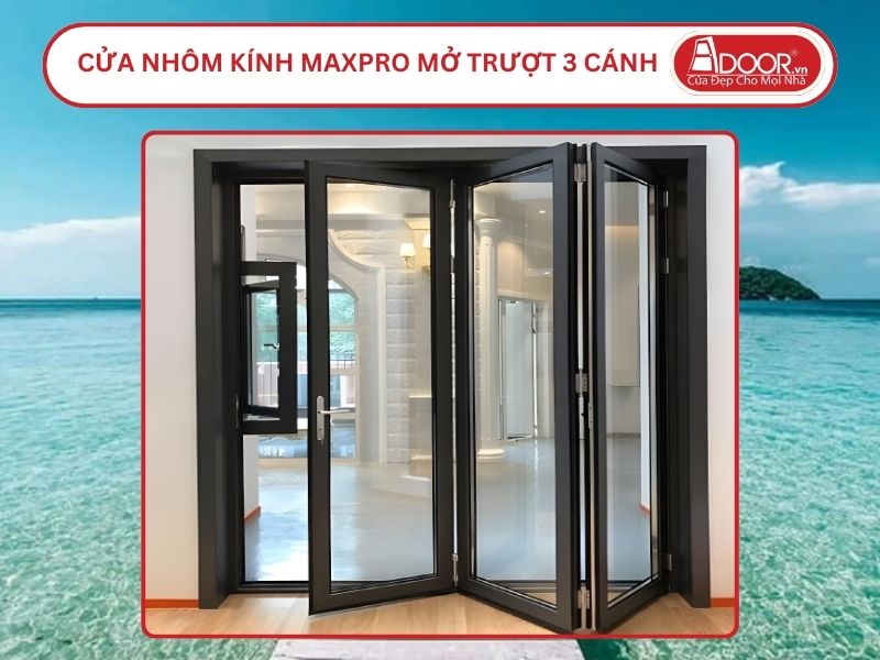 Cửa Nhôm Kính MaxPro Mở Xếp Trượt 3 Cánh Adoor Tại Rạch Giá