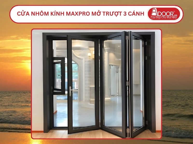 Cửa Nhôm Kính MaxPro Mở Xếp Trượt 3 Cánh Adoor Tại Sầm Sơn
