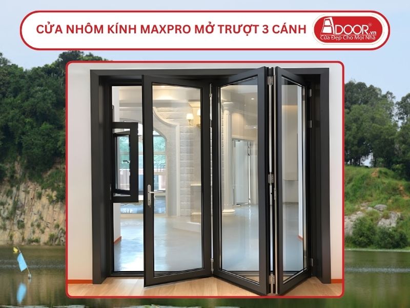Cửa Nhôm Kính MaxPro Mở Xếp Trượt 3 Cánh Adoor Tại Tân Uyên