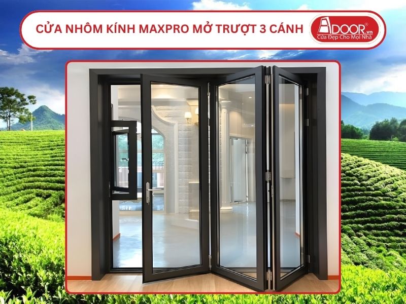 Cửa Nhôm Kính MaxPro Mở Xếp Trượt 3 Cánh Adoor Tại Thái Nguyên