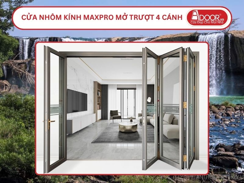Cửa Nhôm Kính MaxPro Mở Xếp Trượt 4 Cánh Adoor Tại Buôn Ma Thuột