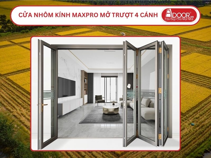 Cửa Nhôm Kính MaxPro Mở Xếp Trượt 4 Cánh Adoor Tại Cao Lãnh