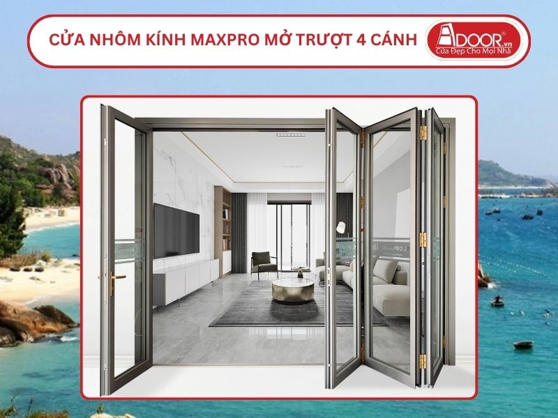 Cửa Nhôm Kính MaxPro Mở Xếp Trượt 4 Cánh Adoor Tại Hạ Long