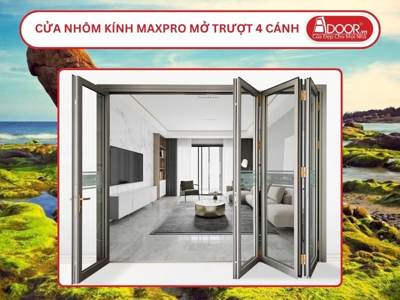 Cửa Nhôm Kính MaxPro Mở Xếp Trượt 4 Cánh Adoor Tại Phan Thiết