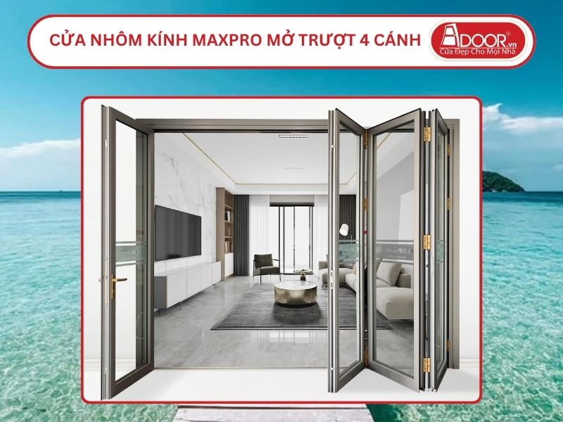 Cửa Nhôm Kính MaxPro Mở Xếp Trượt 4 Cánh Adoor Tại Rạch Giá