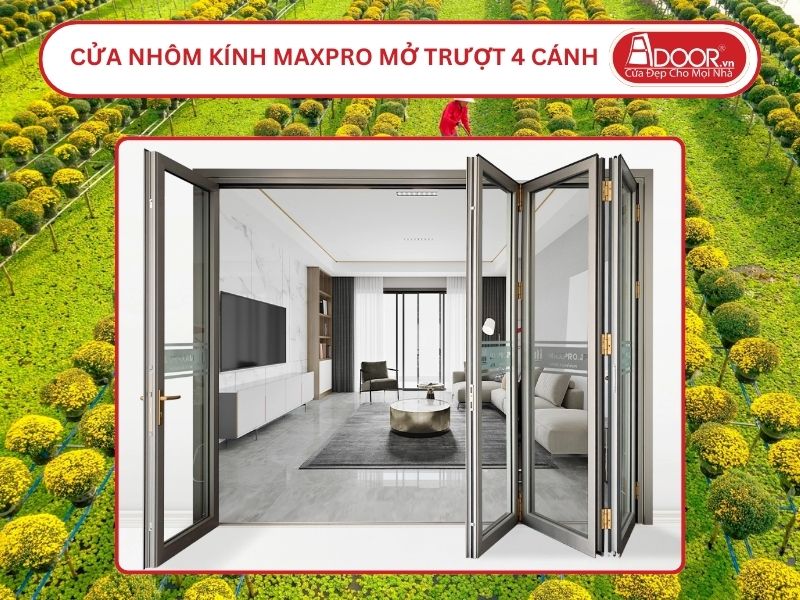 Cửa Nhôm Kính MaxPro Mở Xếp Trượt 4 Cánh Adoor Tại Sa Đéc