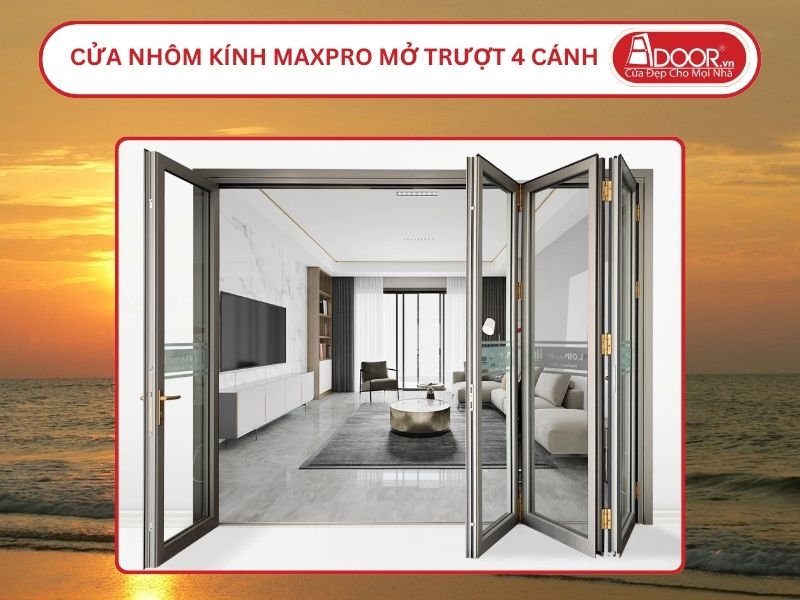 Cửa Nhôm Kính MaxPro Mở Xếp Trượt 4 Cánh Adoor Tại Sầm Sơn