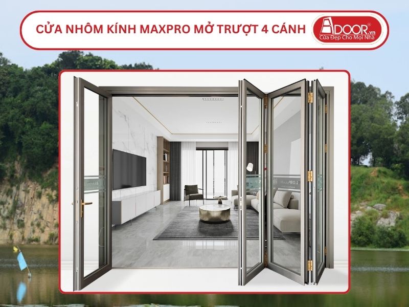 Cửa Nhôm Kính MaxPro Mở Xếp Trượt 4 Cánh Adoor Tại Tân Uyên
