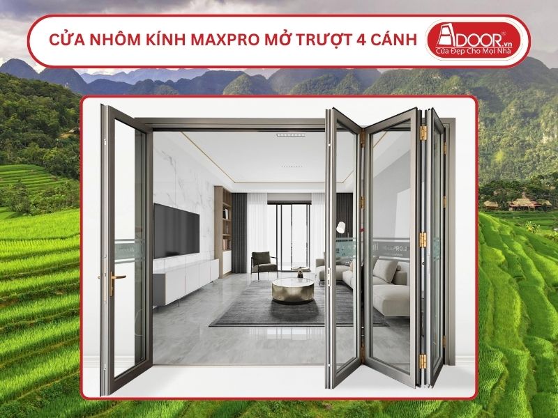 Cửa Nhôm Kính MaxPro Mở Xếp Trượt 4 Cánh Adoor Tại Thanh Hóa
