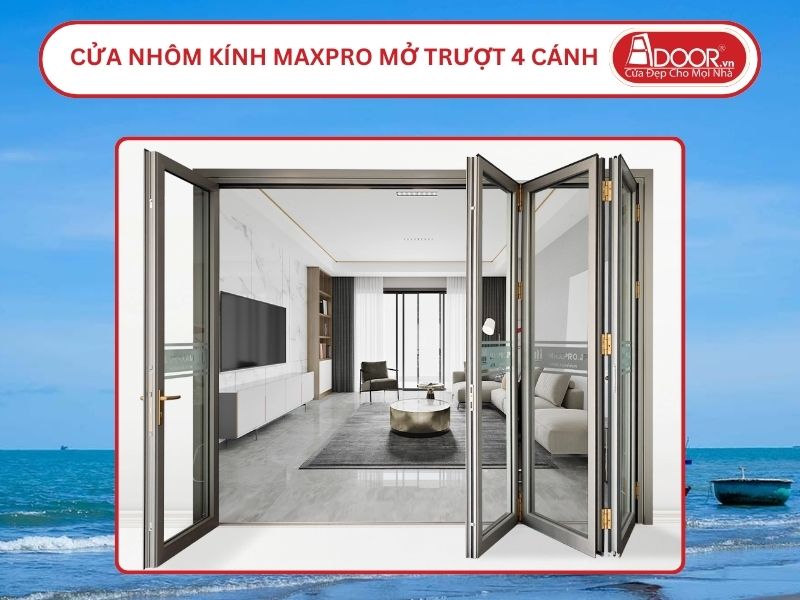 Cửa Nhôm Kính MaxPro Mở Xếp Trượt 4 Cánh Adoor Tại Trà Vinh