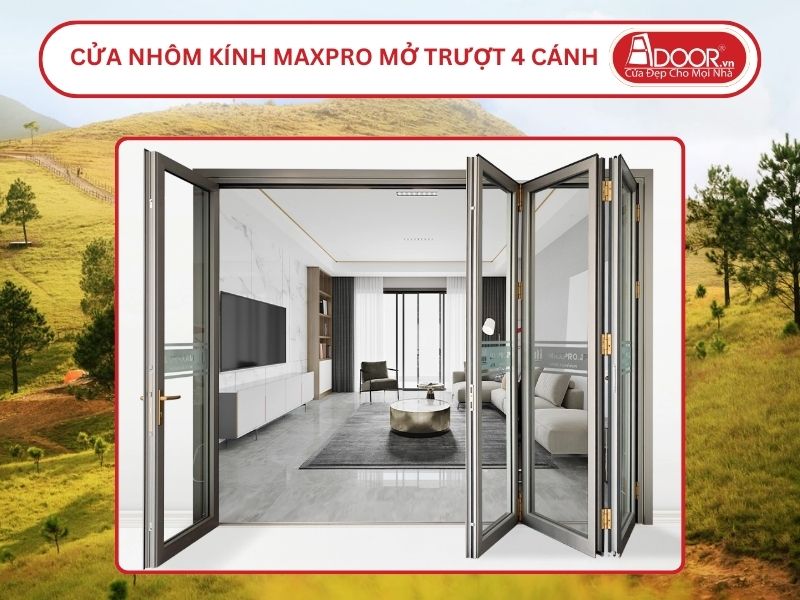 Cửa Nhôm Kính MaxPro Mở Xếp Trượt 4 Cánh Adoor Tại Uông Bí