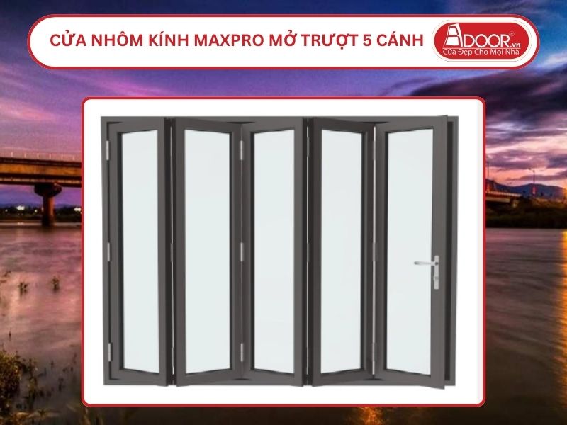 Cửa Nhôm Kính MaxPro Mở Xếp Trượt 5 Cánh Adoor Tại Kon Tum