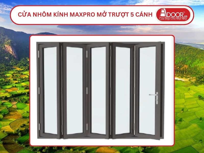 Cửa Nhôm Kính MaxPro Mở Xếp Trượt 5 Cánh Adoor Tại Long Xuyên