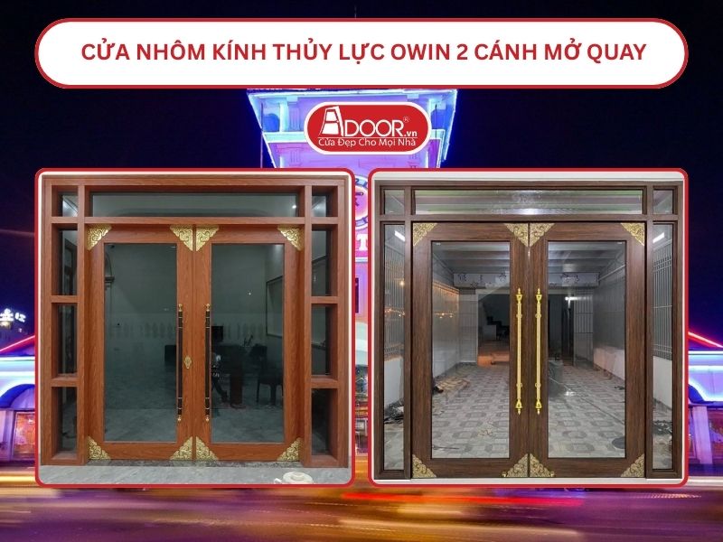 Cửa nhôm kính thủy lực Owin 2 cánh mở quay Hồ Chí Minh