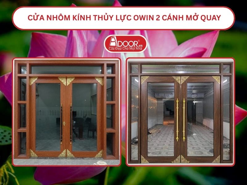 Cửa nhôm kính thủy lực Owin 2 cánh mở quay tại Cao Lãnh