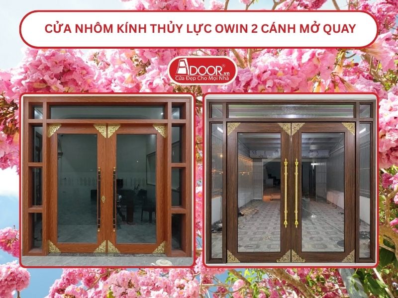 Cửa nhôm kính thủy lực Owin 2 cánh mở quay tại Sóc Trăng