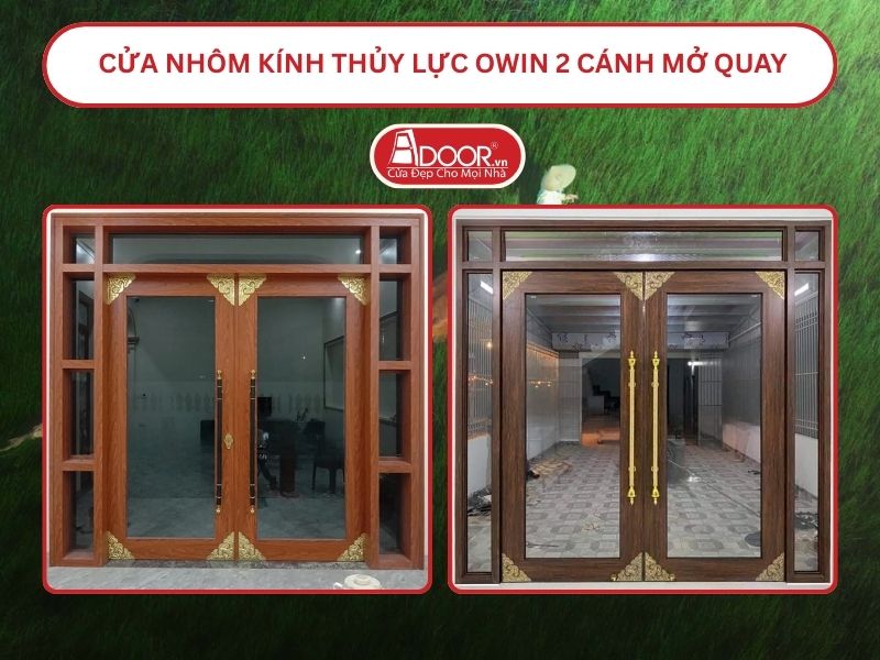 Cửa nhôm kính thủy lực Owin 2 cánh mở quay tại Tam Kỳ
