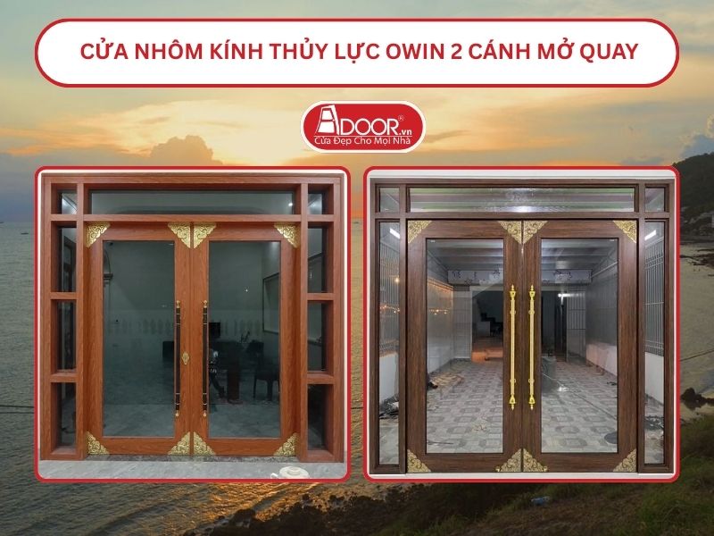 Cửa nhôm kính thủy lực Owin 2 cánh mở quay tại Vũng Tàu