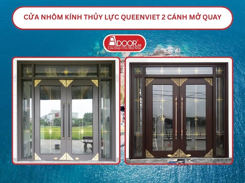 Cửa nhôm kính thủy lực QueenViet 2 cánh mở quay tại Nha Trang Cửa nhôm kính thủy lực QueenViet 2 cánh mở quay tại Nha Trang