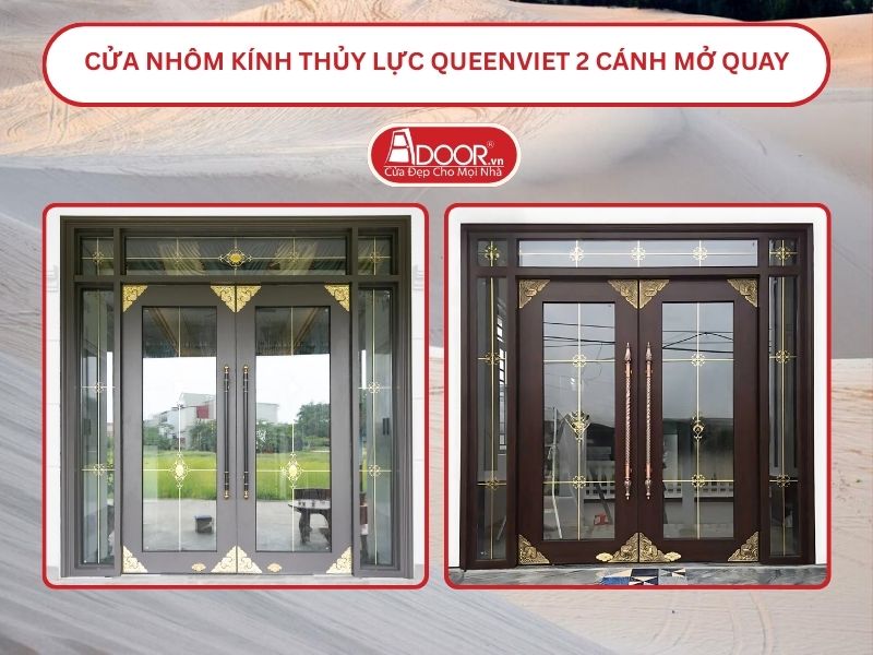 Cửa nhôm kính thủy lực QueenViet 2 cánh mở quay tại Phan Thiết.