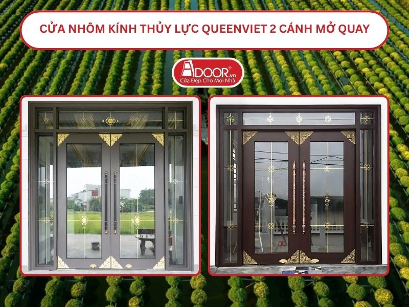 Cửa nhôm kính thủy lực QueenViet 2 cánh mở quay tại Sa Đéc