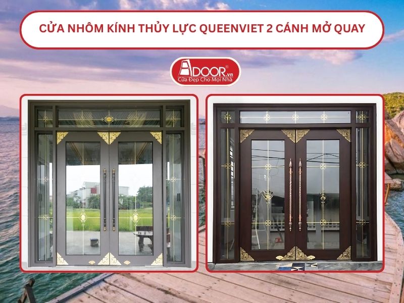 Cửa nhôm kính thủy lực QueenViet 2 cánh mở quay tại Sầm Sơn