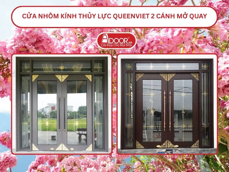 Cửa nhôm kính thủy lực QueenViet 2 cánh mở quay tại Sóc Trăng