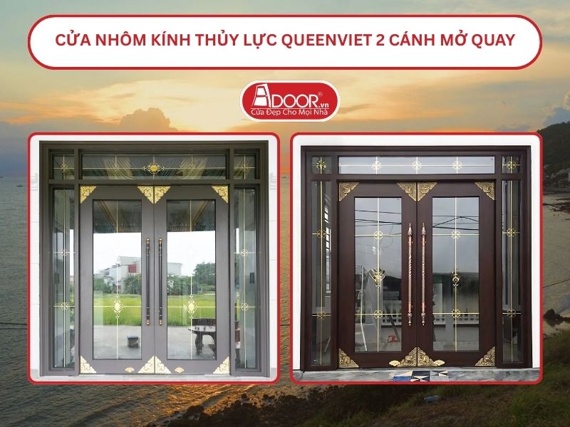 Cửa nhôm kính thủy lực QueenViet 2 cánh mở quay tại Vũng Tàu