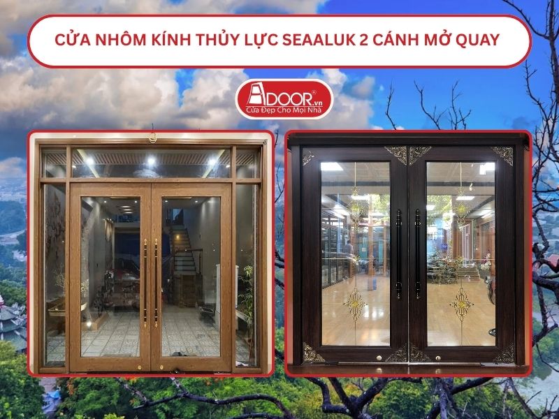 Cửa nhôm kính thủy lực SeaAluk 2 cánh mở quay tại Dĩ An