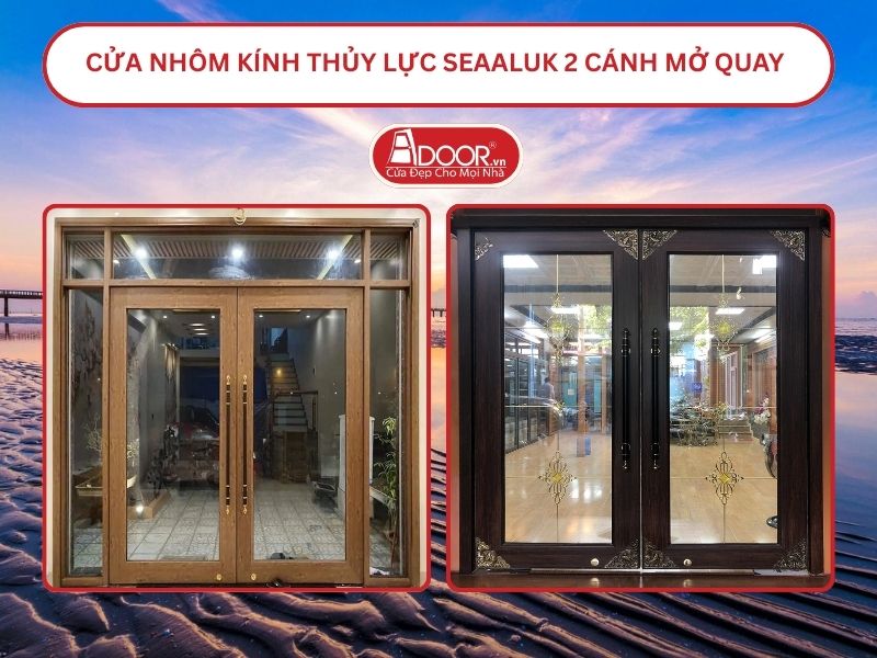 Cửa nhôm kính thủy lực SeaAluk 2 cánh mở quay tại Mỹ Tho