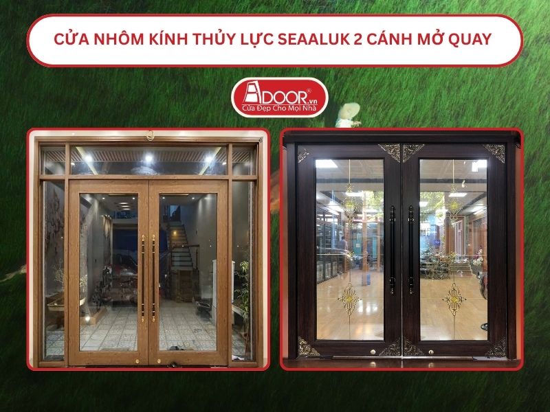 Cửa nhôm kính thủy lực SeaAluk 2 cánh mở quay tại Tam Kỳ