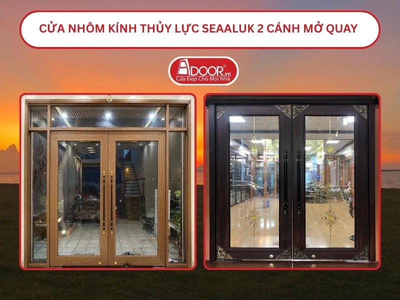 Cửa nhôm kính thủy lực SeaAluk 2 cánh mở quay tại Tân Uyên