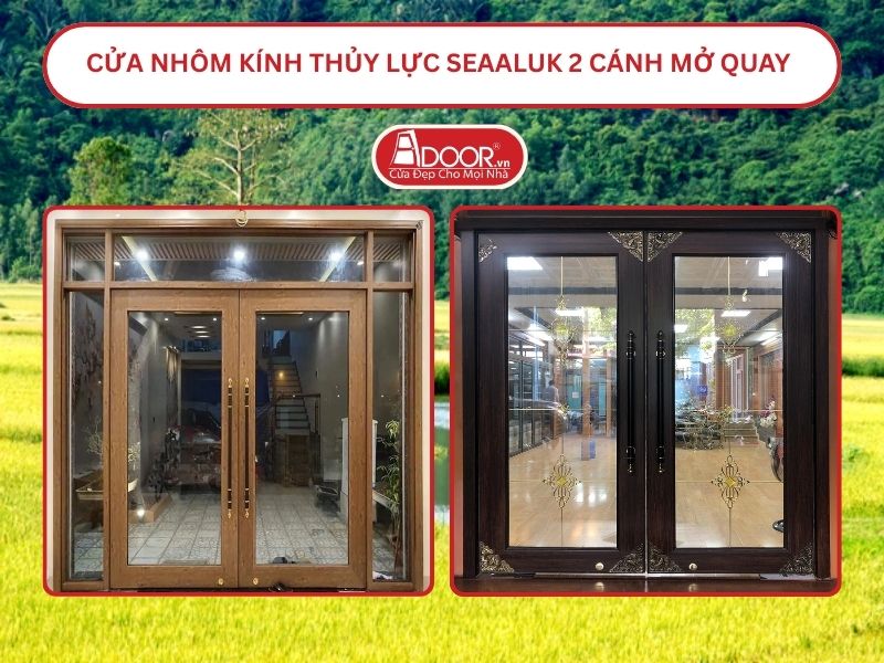 Cửa nhôm kính thủy lực SeaAluk 2 cánh mở quay tại Tuy Hòa