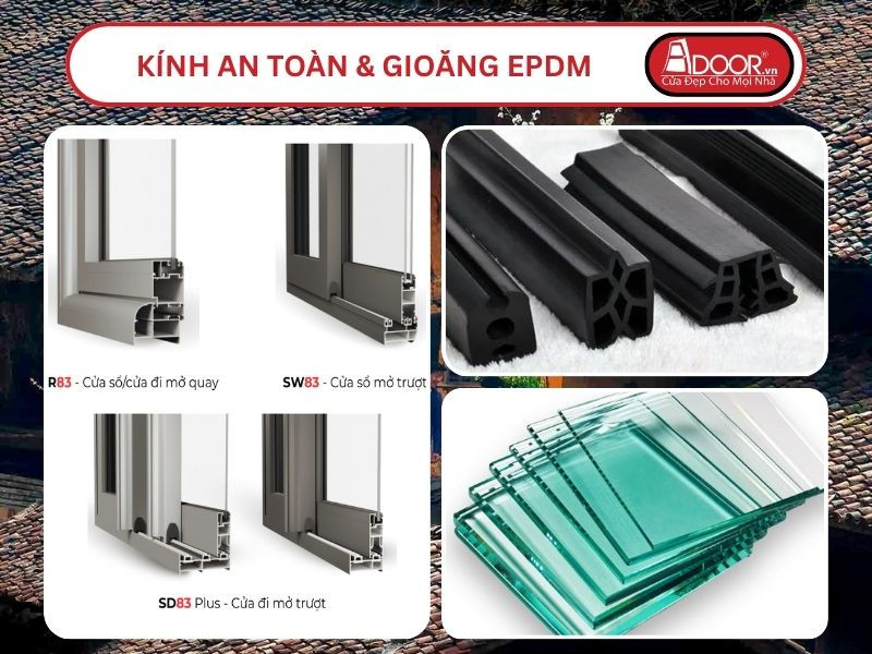 Kính An Toàn Và Gioăng EPDM Kín Khít Đi Kèm Cửa Nhôm Kính MaxPro Adoor Tại Bắc Giang
