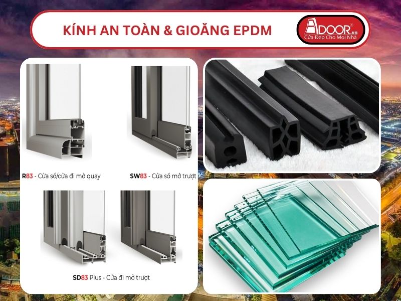 Kính An Toàn Và Gioăng EPDM Kín Khít Đi Kèm Cửa Nhôm Kính MaxPro Adoor Tại Bắc Ninh